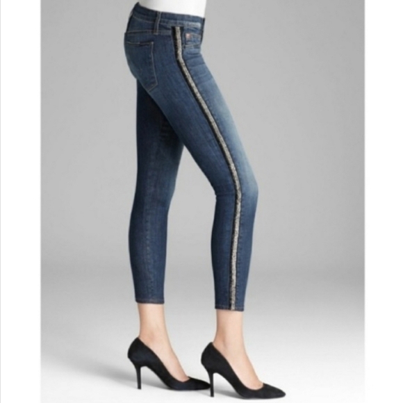 hudson Luna Crop Super Skinny Glam Beaded Jeans - Picture 1 of 10